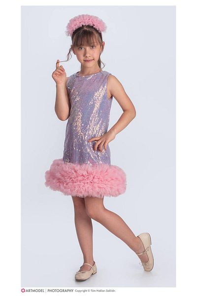 Little Pumpkin Sequin Tutu Children's Evening Dress, Special Occasion Dress (Crown Included)