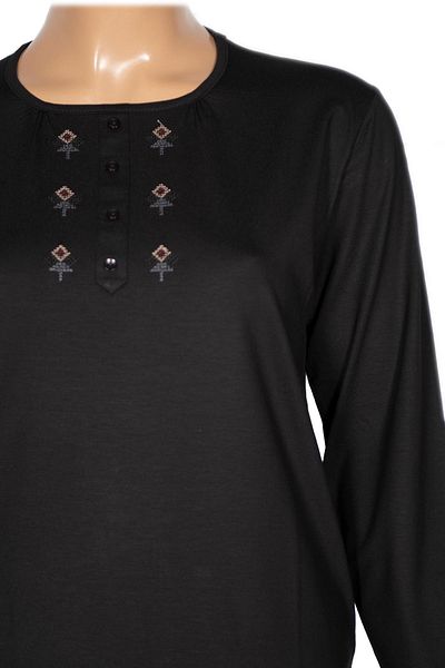 Pıtırcık Cimariva Γυναικεία Joy Plus Size O Neck Robe Κεντημένη Μαύρη Μπλούζα