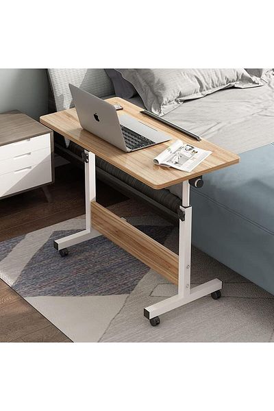 Türkiye Multipurpose Manual Height Adjustable, Movable Desk with Wheels for Home, Office, Couch, Bedside Tab