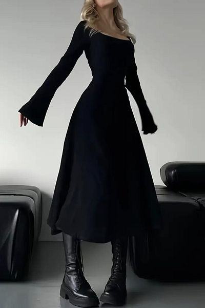 missamour ROCHIE NEGRA DE DAME CU GAT U DIN PIELE LACUITA