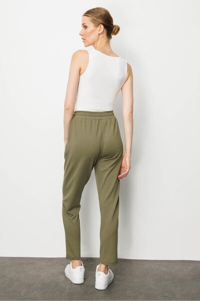 Desen Triko Women's Side Pocket Sweatpants Khaki