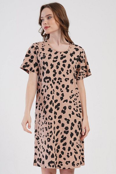 VİENETTA Cotton Women's Zipper Short Sleeve Maternity Nightgown, 408012