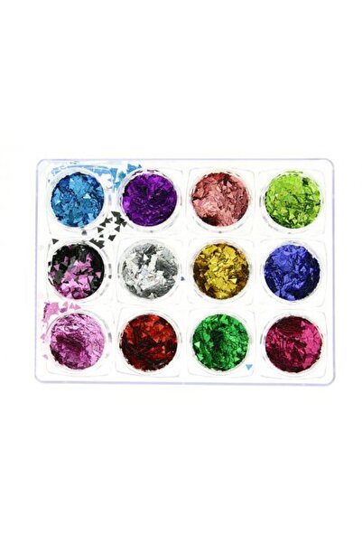 global fashion Set 12 decoratiuni paiete pentru unghii, triunghiuri, multicolore