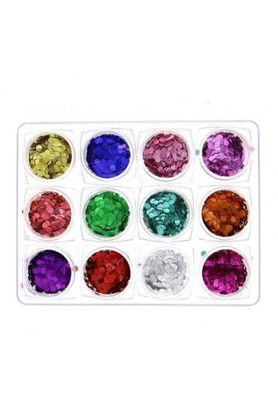 global fashion Set 12 paiete decorative pentru unghii, multicolore