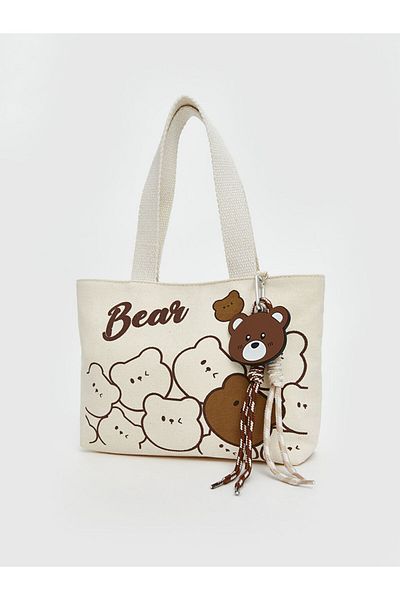 LC Waikiki New Season Bear Printed Canvas Girl's Shoulder Bag - S5Ps41Z4