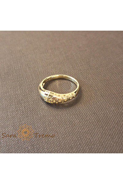 SaraTremo Mixed Design Filigree Ring 14k Gold Plated - SIZE 7