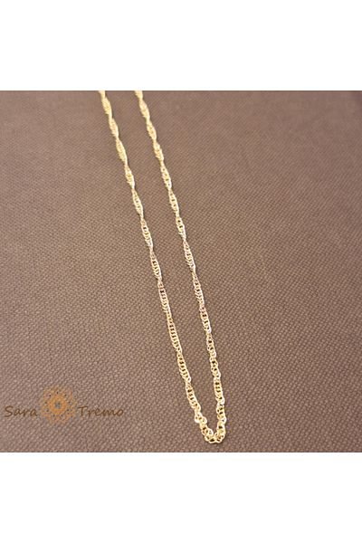 saratremo Unisex Braided Necklace Plated 14K - Length 45 cm Thickness 2 mm