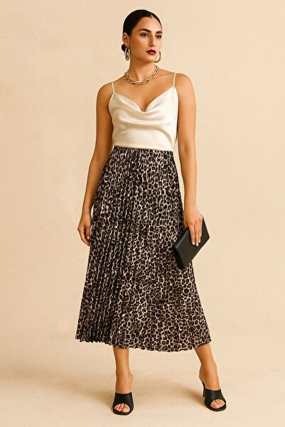 ayakuydur Kadın Leopar Midi Boy Etek