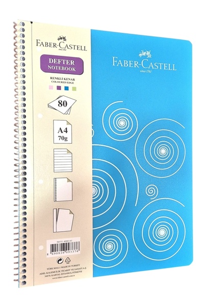 Faber Castell A4 Spiral Breakable 80 Yp. Striped Notebook Pp Cover