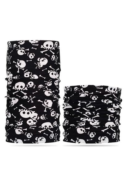 ForWhat 30X48Cm Black White Skeleton Printed Bandana for Bureau Home Office Man Costume