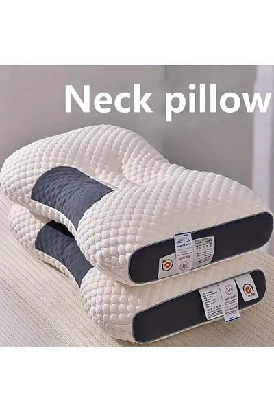 Comfy 3D KNITTED SET OF 2 ALL SEASON NECK & SPINE SUPPORT FIBER FILLED LATEX COTTON PILLOW