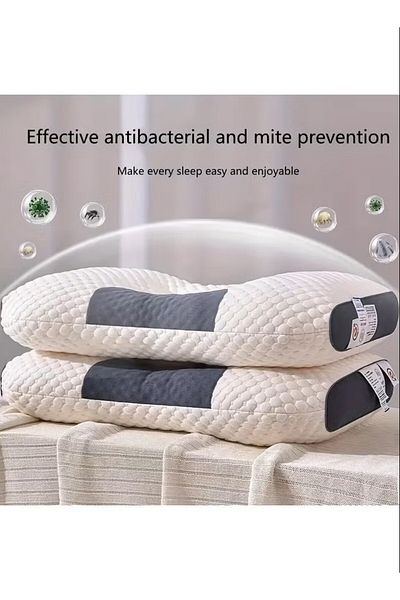 Comfy 3D KNITTED SET OF 2 ALL SEASON NECK & SPINE SUPPORT FIBER FILLED LATEX COTTON PILLOW