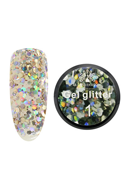 global fashion Hexagon glitter nail gel, Glitter Gel, Global Fashion 5g, 01