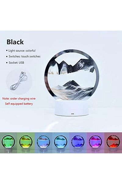 Türkiye 3D Hourglass Led Lamp, USB Quicksand Nightlight LED Table Lamp, 7 Colors Art Night Lamp Moving Sand