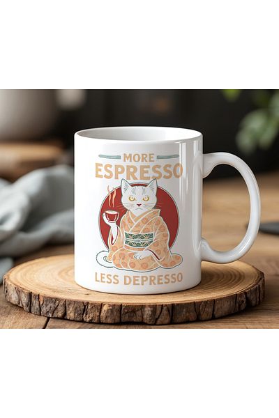 BB TRADE More Espresso Designed White Ceramic Printed Mug 330ml