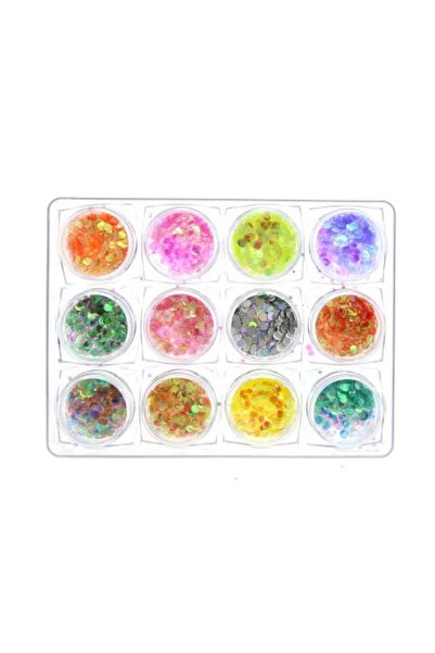 global fashion Set de 5 unități: Set 12 decoratiuni paiete pentru unghii, sem...