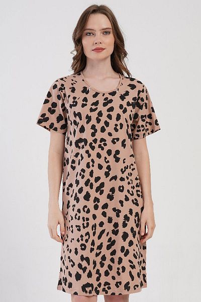 VİENETTA Cotton Women's Zipper Short Sleeve Maternity Nightgown, 408012