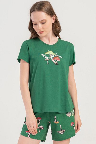 VİENETTA Cotton Women's Short Sleeve Shorts Pajamas Suit, 409018