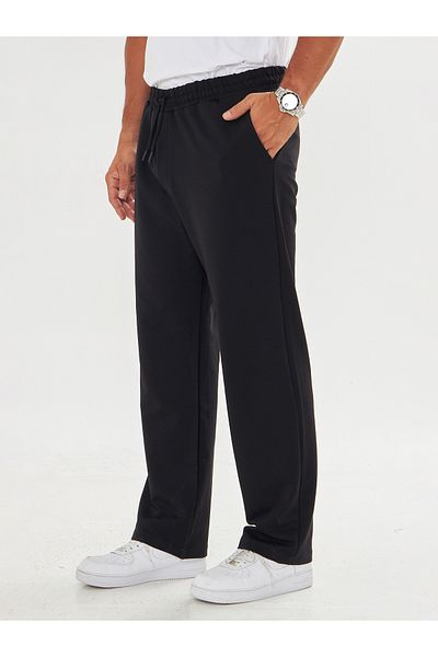 ZİNOX Men's 2 Thread Baggy Plain Lace-Up Comfortable Sweatpants