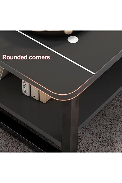 Türkiye طاولة قهوة مستطيلة، طاولة جانبية مزدوجة الطبقات بجوار الأريكة، مناسبة لطاولة الشاي الصغيرة و