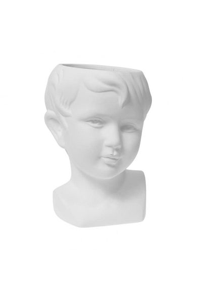 Blusmart Vaza-masca ghiveci ceramic, alb, Roby, 25x14x14 cm