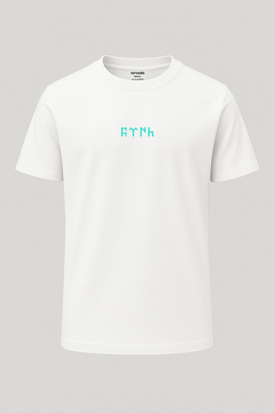 nirvoda تي شيرت برقبة دائرية للجنسين بطبعة فيروزية مكتوبة باللغة التركية