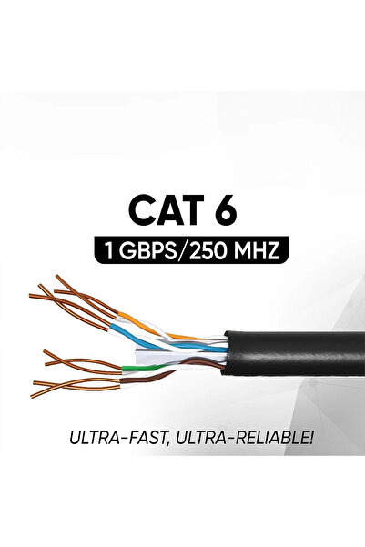 Vwin Dış Mekan / Bakır Tel / Dış Ortam Cat6 İnternet Kablosu / Yüksek Hız / 23 AWG / 2 Katlı / 80 Metre