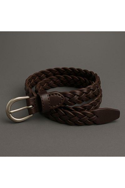 BASEL.CO Faux Leather Vintage Braided Belt