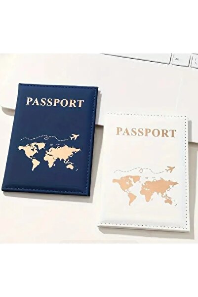 Silpus Passport Cover Wallet Navy Blue White 2 Pcs.