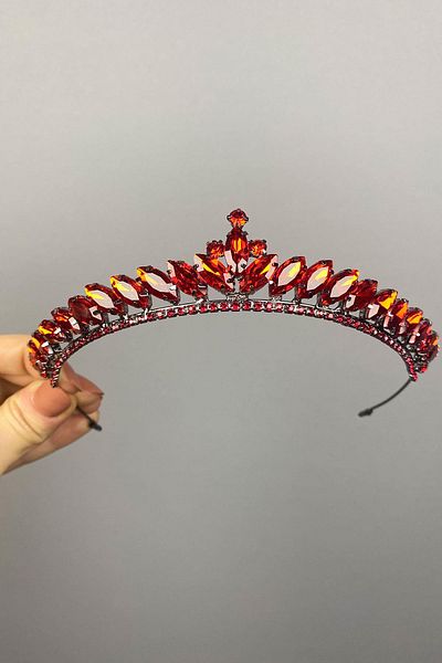 Fiyonks Atölye Bridal Crown Summer Model, Crystal Bridal Crown with Stones, Women's Hair Accessory