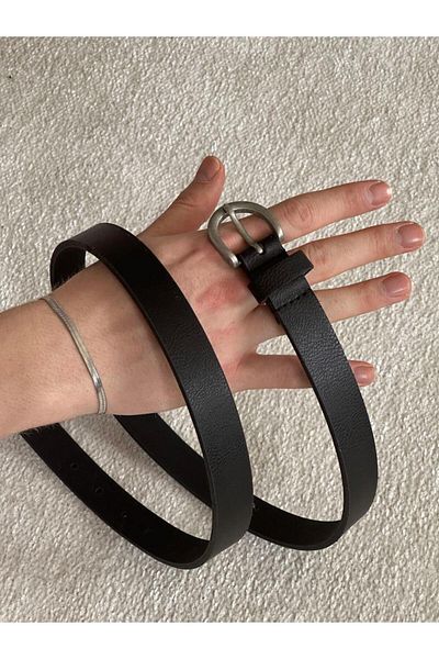BASEL.CO Vintage Oval Metal Buckle Faux Leather Belt