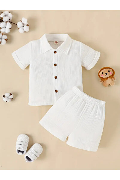 haha Wrap-Around Fabric Shirt-Shorts Set for Boys