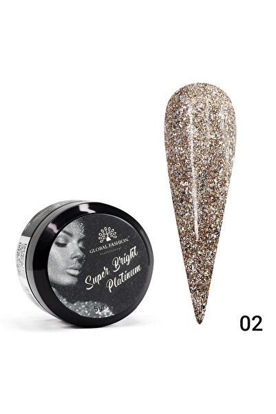 global fashion Σούπερ λαμπερό βερνίκι gel Platinum, 5 g 02
