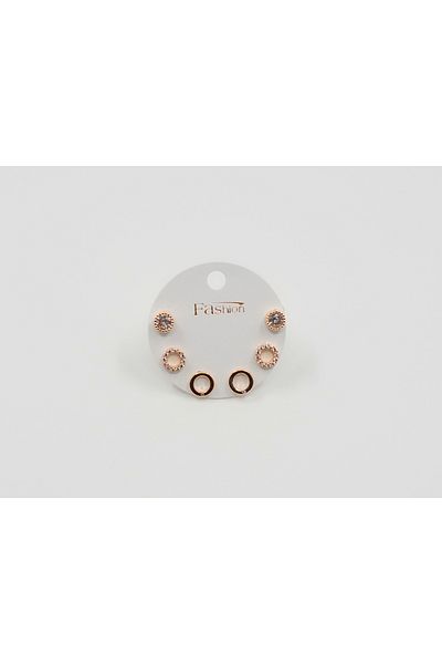 Sumen Butik Ring Shape Steel Earring Set Gold and Silver Color