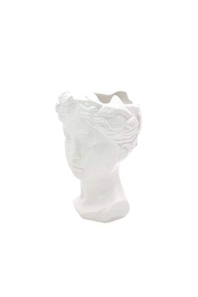 Blusmart Vaza-masca ghiveci ceramic, Grece, 12x19 cm, alb