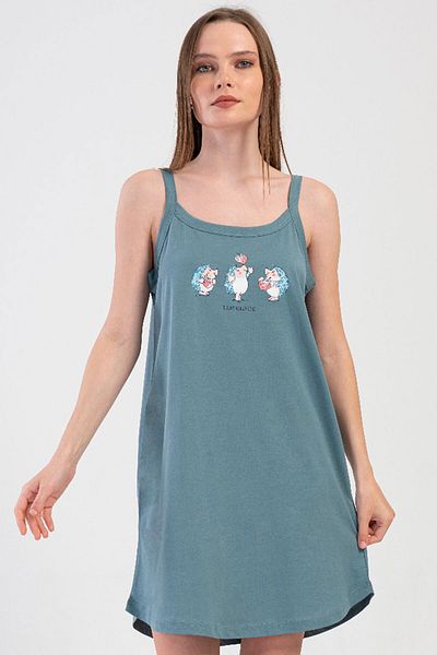 VİENETTA Women's Plus Size Nightgown with Rope Strap, 407052