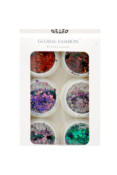 global fashion Set 6 decoratiuni, Paiete multicolore pentru unghii