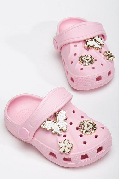 Multi Polo Children's Eva Slippers |   Ornamental Accessory Detailed |   Cream Color |   Light & Comfortable