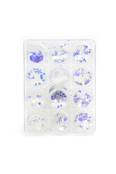 global fashion Set 12 paiete decorative unghii, albastre, mix