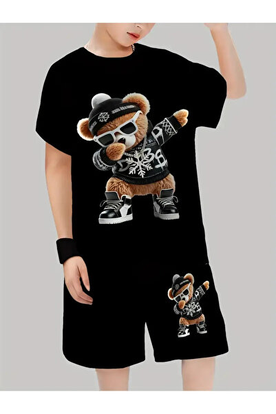 haha Boy's Teddy Bear Themed T-Shirt - Shorts Set
