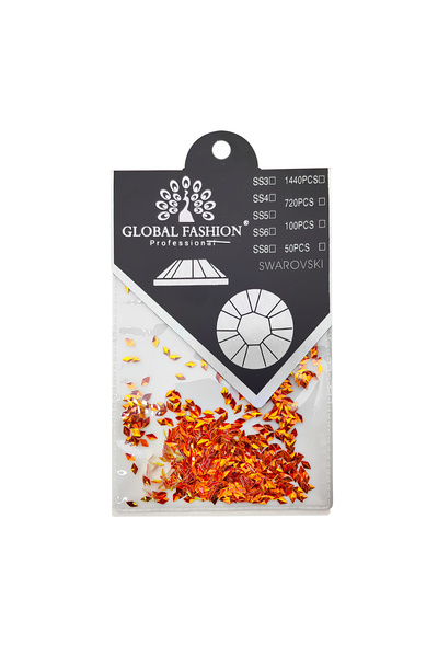 global fashion Decor pentru unghii, Swarovski, Romburi 3D, Global Fashion, culoare rosie, set 1440 bucati