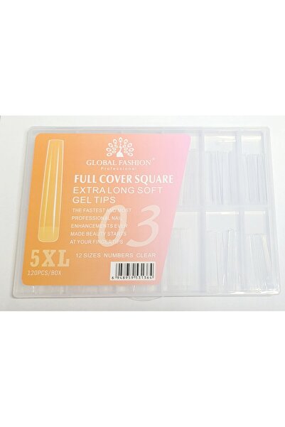 global fashion Set 120 bucati tipsuri dizolvabile, 12 marimi, 5XL extra-lung, patrat, Nr. 03