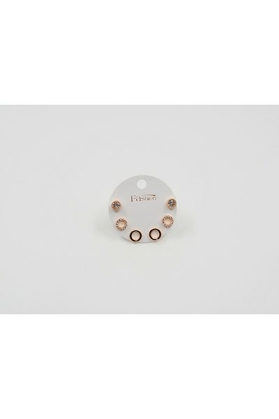 Sumen Butik Ring Shape Steel Earring Set Gold and Silver Color
