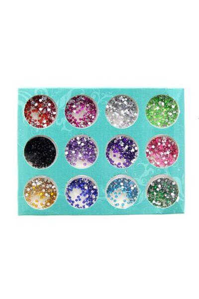 global fashion Set 12 paiete decorative pentru unghii, rotunde