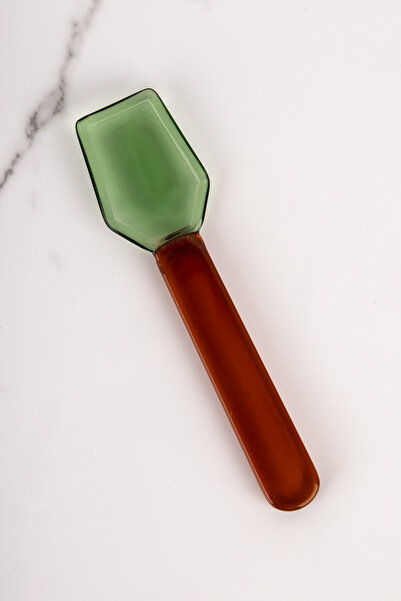 DNS HOME Set of 6 Colorful Glass Spoons Borosilicate Glass Prismatic Mouth Ice Cream Spoon Heat Resistant