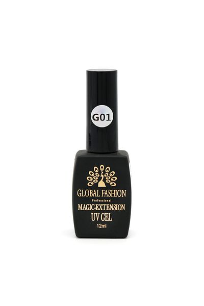 global fashion Gel UV cu sclipici, Magic Extension, Global Fashion, 12 ml, Transparent, G01