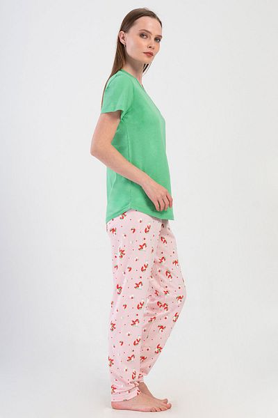 VİENETTA Women's Cotton Short Sleeve Pajama Set, 408038
