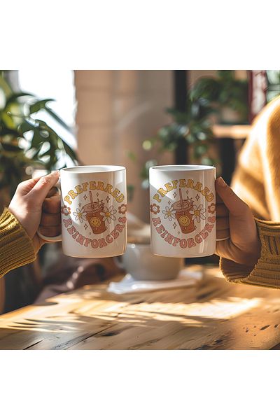 BB TRADE Designed White Ceramic Printed Mug Cup 330ml