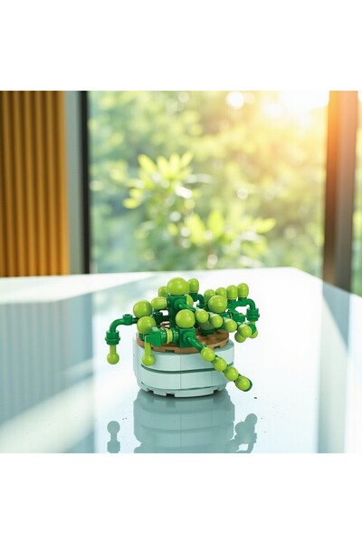 FLORİST | Mini Botany | Hanging Pearl – Senecio Rowleyanus Plant – DIY 3D Puzzle Mini Pot Block Set (79 pcs)