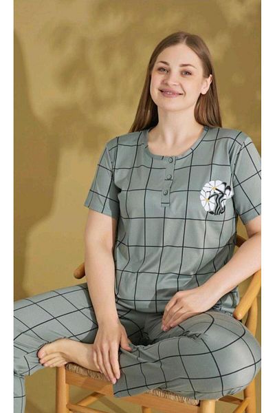 RAPAPA Women's Battal Plus Size Short Sleeve Pajama Set 9587